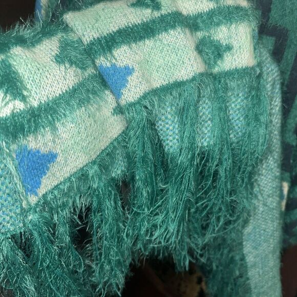 FREE PEOPLE Women's Diamondback Boho Aztec Geometric Cozy Kimono In Emerald O/S - Picture 6 of 7